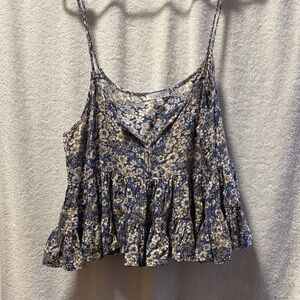 Patrons of Peace Blue Floral Ruffle Camisole